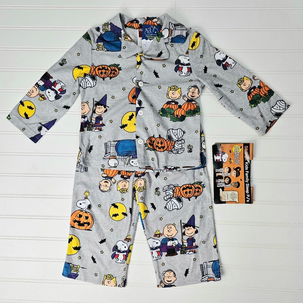 Peanuts Kids Halloween Snoopy & Friends 2 Piece Fleece Pajama Set Size 24 MO NWT